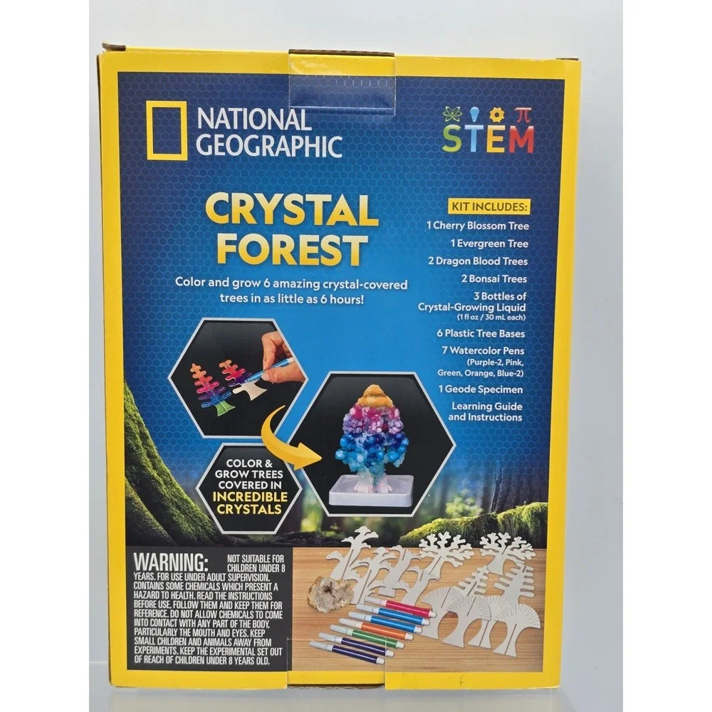 NIB National Geographic Crystal Growing Kit – Grow 6 Trees- 6 Hours STEM Science